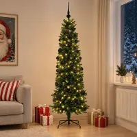 Syfax Albero di Natale Artificiale Slim con Palline 210 cm 300 LED