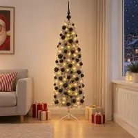 Syfax Albero di Natale Artificiale Slim con Palline 180 cm 300 LED