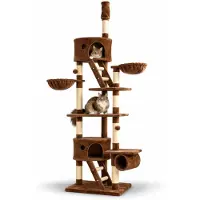 Belviona XXL tiragraffi con tenditore a soffitto, perfetto per il gioco e la cura degli artigli, altezza 230-250 cm, marrone