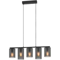 Eglo Lampada a sospensione Colomera, nero/grigio, a 5 luci.
