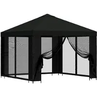 vidaXL Gazebo da giardino con pareti laterali 3 x 3 m Nero