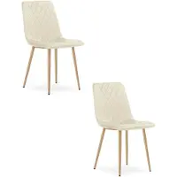 Kendra Home Set di 2 sedie Turin in velluto beige con gambe effetto legno