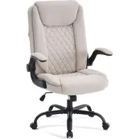 Selius Sedia da ufficio ergonomica, color beige, extra larga, con capacità di carico di 150 kg, rivestita in tessuto, ideale per l'ufficio e il lavoro da casa