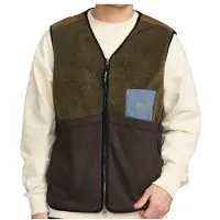 Revolution Blocked Teddy Vest Gilet in pile Uomo (XXL, marrone)