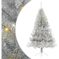vidaXL Albero di Natale artificiale preilluminato argento 120 cm PET