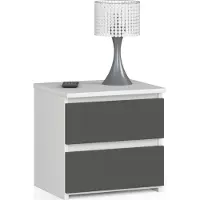 Home Collective Comodino a due cassetti, alto 40 cm e largo 40 cm, soggiorno, camera da letto, ingresso, armadio, credenza, credenza alta, ampio spazio contenitivo, bianco-grigio