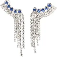 Addicted Orecchini 'Ilizia Earrings With Blue Crystals & Rhinestone Cascades' blu cobalto / platino