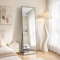 INONEFT Specchio a figura intera , 162x53 cm, resistente alla rottura. Può essere appeso o appoggiato alla parete, ideale per camere da letto, soggiorni e cabine armadio, colore nero