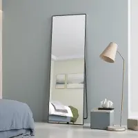 INONEFT Specchio a figura intera , 165x60 cm, specchio da terra rettangolare, da appendere o appoggiare alla parete, ideale per camere da letto, soggiorni e cabine armadio, colore nero