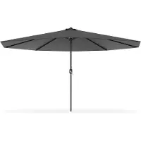 QEENTOE , ombrellone rotondo da giardino, diametro 350 cm, con manovella, protezione UV 40+, robusto, adatto per giardino, balcone, terrazza, colore grigio scuro