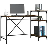 vidaXL Scrivania con ripiano in rovere fumé 135x50x90 cm materiale a base di legno