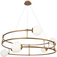Maytoni Lampada a sospensione Balance, a 6 luci, rotonda, ottone/oro, Ø 81,2 cm, G9