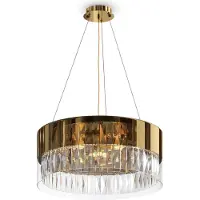 Maytoni Lampada a sospensione Wonderland in cristallo, a 6 luci, E14, dimmerabile, finitura dorata
