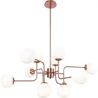 Maytoni Lampada a sospensione in rame con sfere bianche, a 12 luci, dimmerabile, Erich