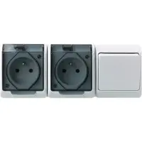 Elektro-Plast interruttore da superficie bianco 6 AC 250 V 5327-21 + presa doppia da superficie con coperchio trasparente / interruttore