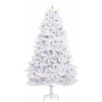 vidaXL Albero di Natale artificiale pieghevole bianco 240 cm in PVC e acciaio