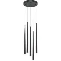 Maytoni Lampada a sospensione Cascade, 5 punti luce a LED, nero, alluminio, 150 cm