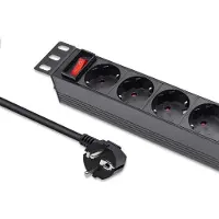 Qoltec PDU in alluminio per rack da 10'' | 1U | 16A | 4xSCHUKO | 1,8 m