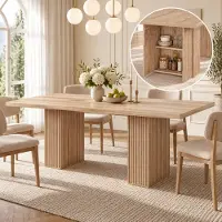 Ninkear Tavolo da pranzo allungabile, dimensioni 150/190x90 cm, per 6-8 persone, con spazio contenitivo, finitura noce