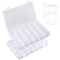 Merkloos Scatola di ordinamento 36 scomparti - Scatola di stoccaggio - Scatola assortimenti - Pareti divisorie regolabili - Scatola a 2 pezzi - 27,5 x 17,5 x 4,55 cm