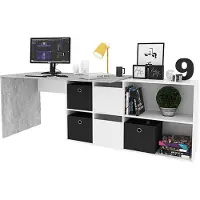 Dripio Scrivania Murcia con 8 scomparti, dimensioni 150x72x90 cm, colore bianco/grigio cemento