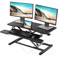 Dripio Convertitore regolabile in altezza da standing desk a seduta, con supporto per tastiera, 91x40 cm, nero