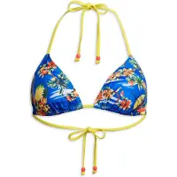 Superdry per donna. W3010397A Top bikini a triangolo blu con spalline (L), Beachwear, Polister riciclato, Sostenibile