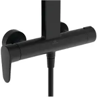 Ideal standard Ceraflow Alu+ Système de douche avec robinetterie de douche, 2 tablettes, douchette à main 2 fonctions, douches à tête carrée, BE204XG, BE204XG