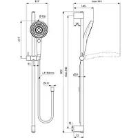 Ideal standard Idealrain Solos combiné de douche, douchette à main Solos avec 3 fonctions, hauteur 903mm, A7898AA, A7898AA