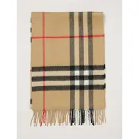 Burberry Sciarpa in puro cashmere con motivo Vintage Check e bordi sfrangiati