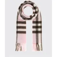 Burberry Sciarpa in puro cashmere con motivo check e frange
