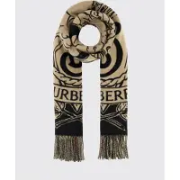 Burberry Sciarpa reversibile in puro cashmere con stampa EKD e frange