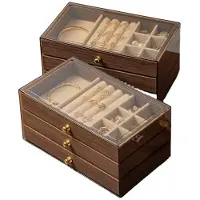 OEM Scatola per gioielli, realizzata in velluto, design multistrato, confezione da 4