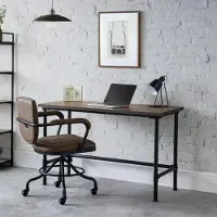 Dripio Scrivania con struttura in metallo, piano in legno massello e acciaio, dimensioni 120x55x74 cm