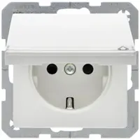 Berker Presa SCHUKO 47526089 con coperchio ribaltabile e campo di etichettatura, bianco polare, completa di Q.1