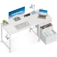 Dripio Scrivania con 3 cassetti rivestiti in tessuto, dimensioni 120x48 cm, colore bianco, trasformabile