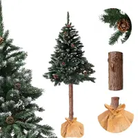 Bauerkraft Albero di Natale artificiale a tronco, altezza 150 cm, modello "pino diamante" con pigne innevate