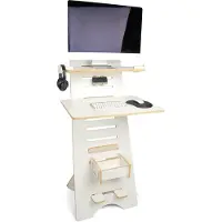 Dripio Scrivania regolabile in altezza, realizzata in multistrato, di colore bianco, con spazio contenitivo