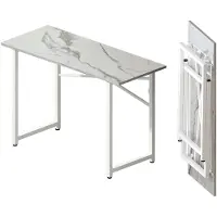 OEM Scrivania pieghevole, 120 cm, piano in marmo bianco, non richiede montaggio