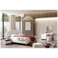 AEA Letto, comodino, toletta, specchio, sgabello, stile moderno, colore bianco