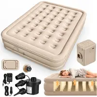 Wisam Materasso Gonfiabile Per 2 Persone Con Cuscino A Pompa Elettrica Beige 198x152 Cm