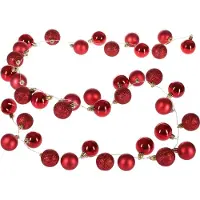 Casaria Catena Luminosa LED 40 Palline di Natale 2m a Batteria Timer 8 Effetti Luminosi Rosso