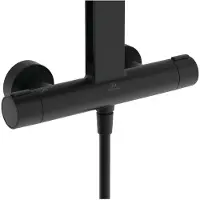 Ideal standard Ceratherm Alu+ Système de douche avec thermostat de douche, 2 tablettes, douchette à main 2 fonctions, douches à tête carrée, BE210XG, BE210XG