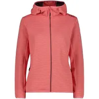 CMP Women's Striped Jacquard Jacket Fix Hood Giacca in pile Donna (44, rosso)