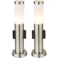 Globo Set di 2 lampade da terra per esterni, colore argento, altezza 45 cm