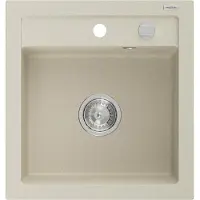 Mexen Vito lavello da cucina in granito a 1 vasca 520 x 490 mm, beige, sifone cromato - 6503521000-69