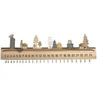 Rayher Hobby Materialen 46556000 Calendario dell'Avvento in Legno Asse di Legno 40 x 12 cm 2 Ganci da Parete Montati 24 Ganci Dorati per Appendere Pacchetti