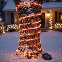 Spetebo Catena luminosa a forma di bastoncino di zucchero, luce calda bianca, per uso esterno, con timer - 100 LED - Catena luminosa natalizia per esterni, a strisce rosse e bianche