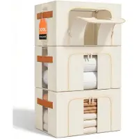 OEM Contenitore di stoccaggio 3x100 litri, color beige, impilabile, realizzato in tessuto Oxford