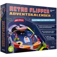 Franzis 67210 Calendario dell'Avvento Flipper Retro In 24 giorni costruisci il tuo flipper funzionante senza plastica per bambini dagli 8 anni